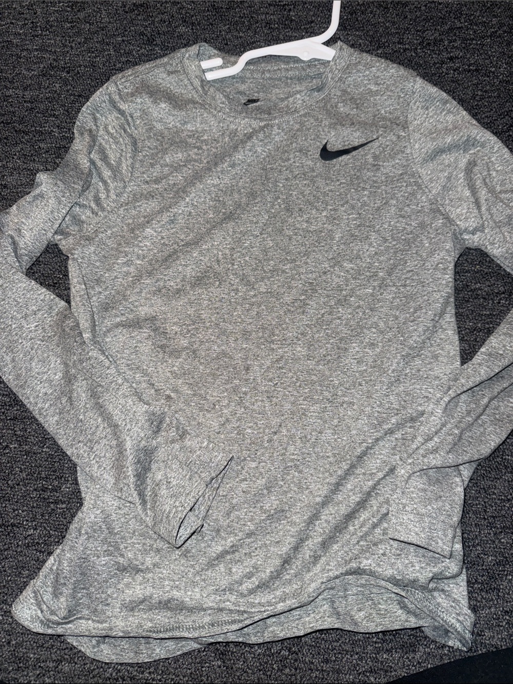 Nike Heather Gray Long Sleeve Performance Tee